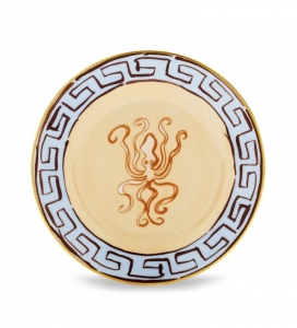 Ginori Il Viaggio Di Nettuno Bread Plate -Brown + Light Blue - 6.4"